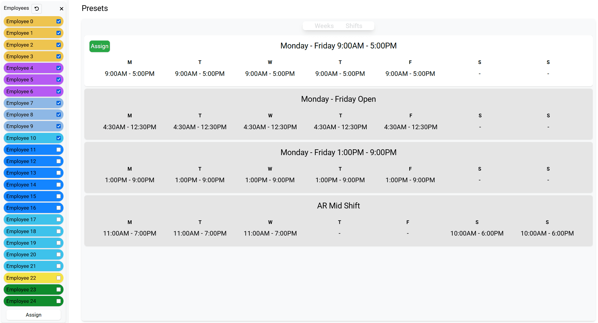 Screenshot of Cobalt Axis’ Preset Shifts Menu